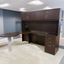 D Top Office Desk with Hutch and Pedestal Drawers